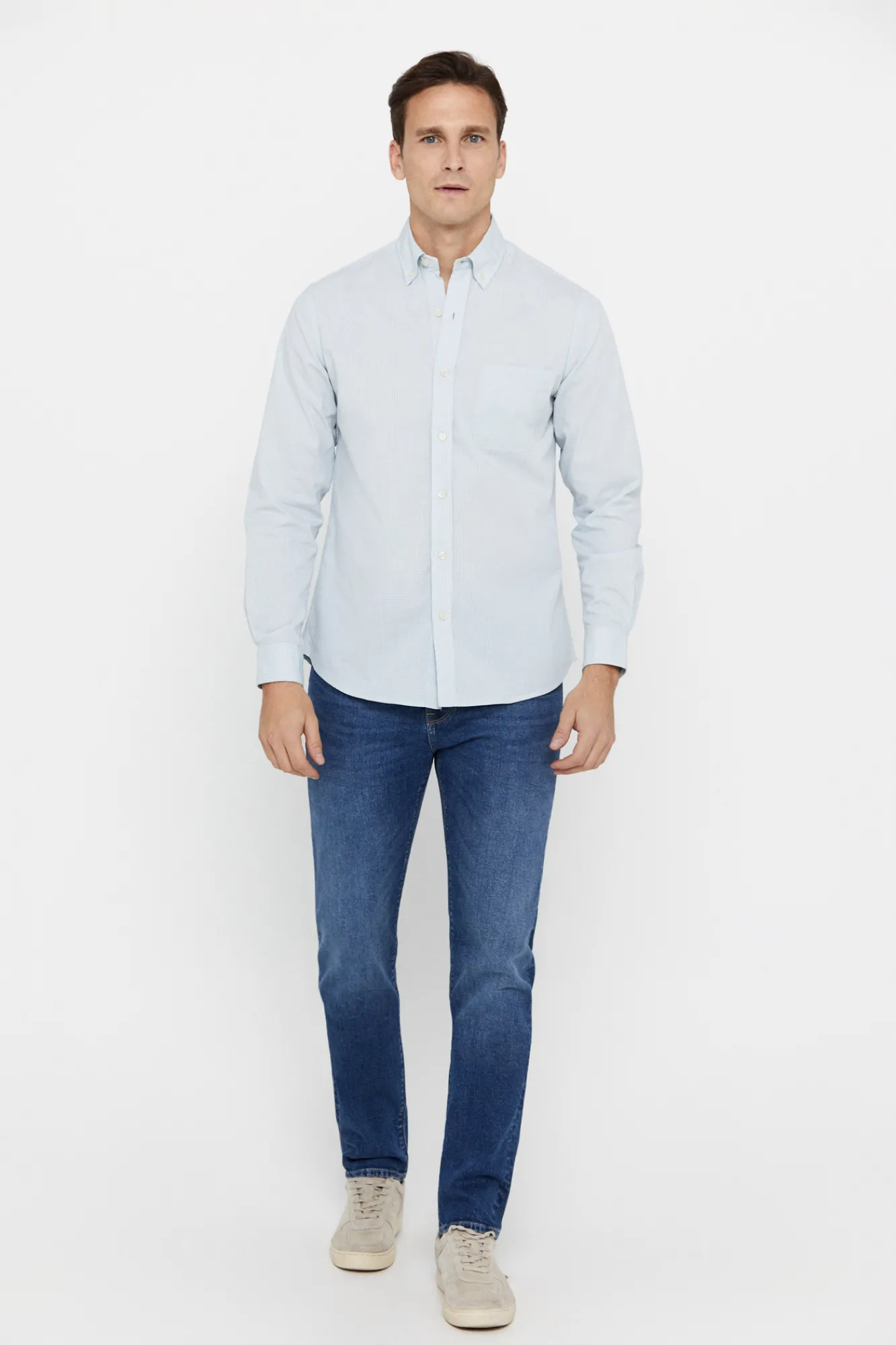 Cortefiel Camisa Microvichy Facil Plancha Verde Discount