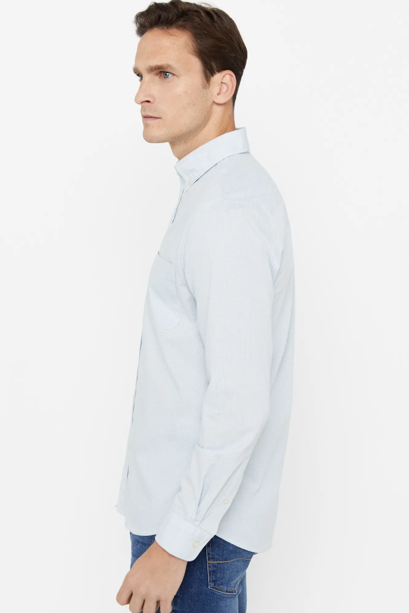Cortefiel Camisa Microvichy Facil Plancha Verde Discount