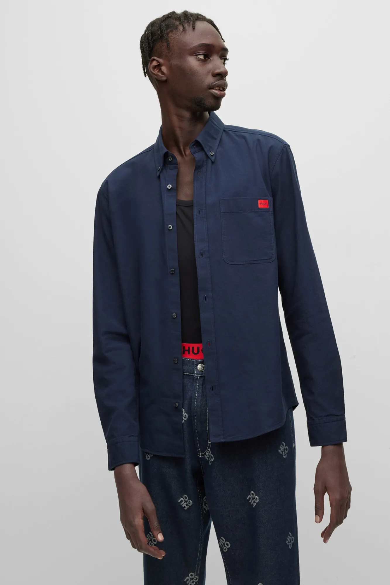 HUGO Camisa Oxford Azul Oscuro Sale