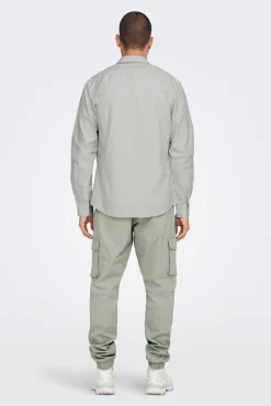 Only & Sons Camisa Oxford Gris Medio Clearance