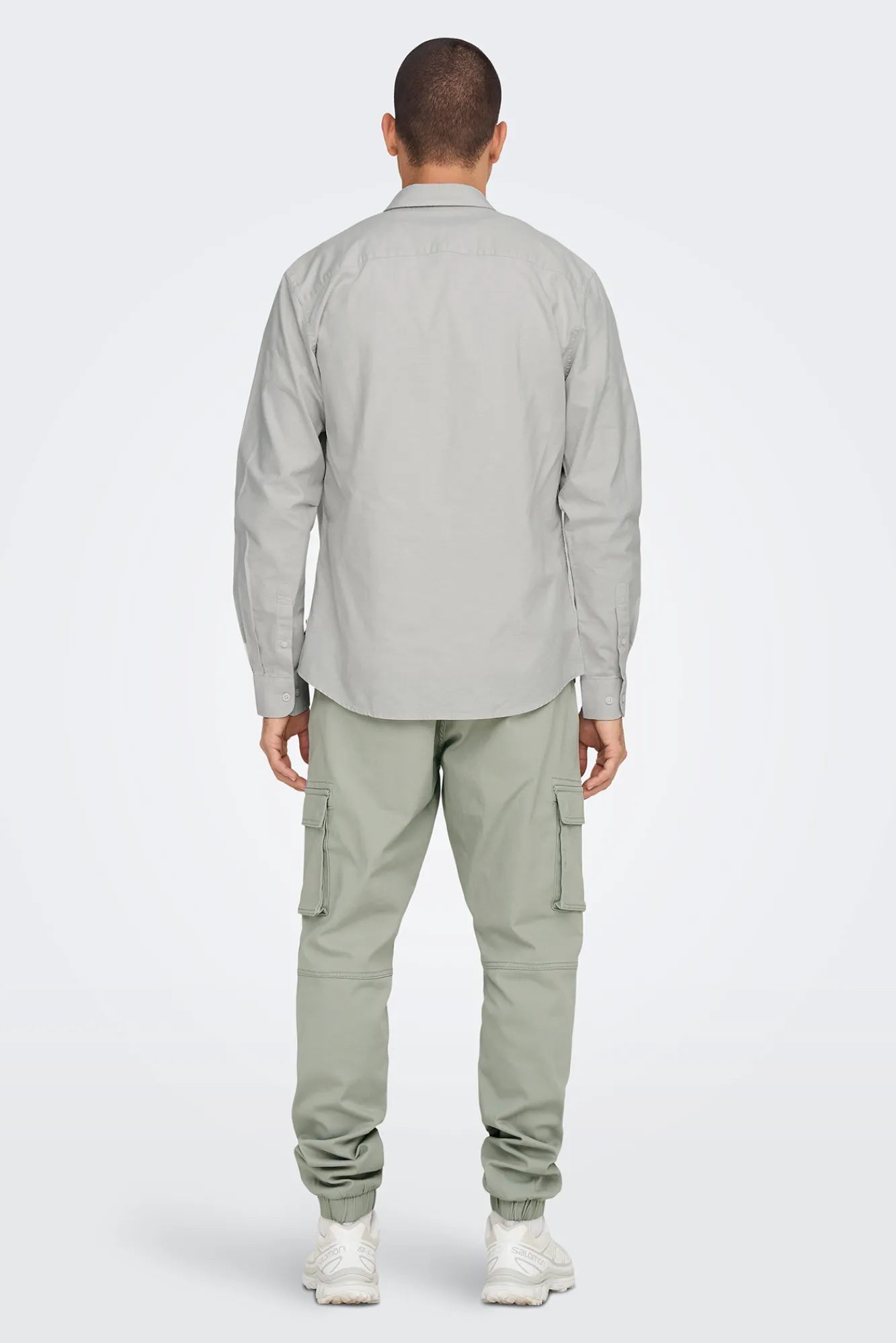 Only & Sons Camisa Oxford Gris Medio Clearance