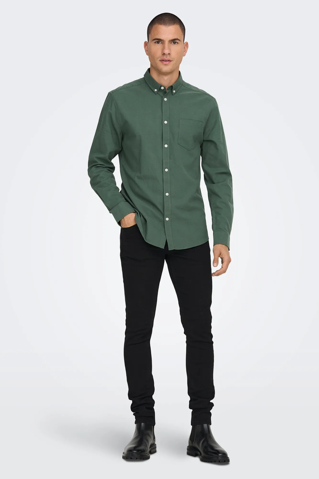 Only & Sons Camisa Oxford Verde Online