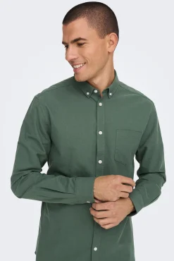 Only & Sons Camisa Oxford Verde Online