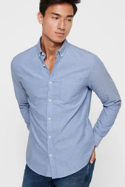Only & Sons Camisa Oxford Azul Claro Discount