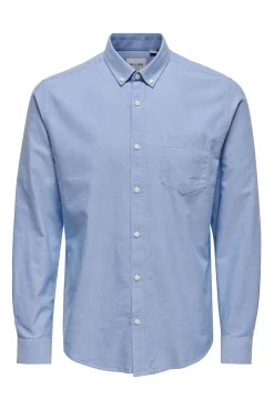 Only & Sons Camisa Oxford Azul Claro Discount