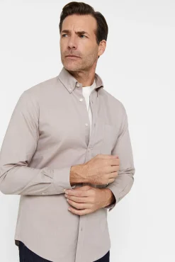 Cortefiel Camisa Oxford Liso Beige New