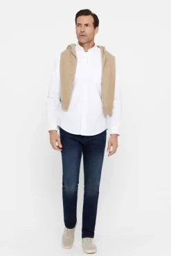 Cortefiel Camisa Oxford Liso Blanco Clearance