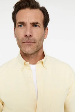 Cortefiel Camisa Oxford Liso Amarillo Online