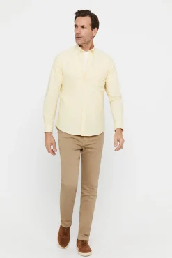 Cortefiel Camisa Oxford Liso Amarillo Online