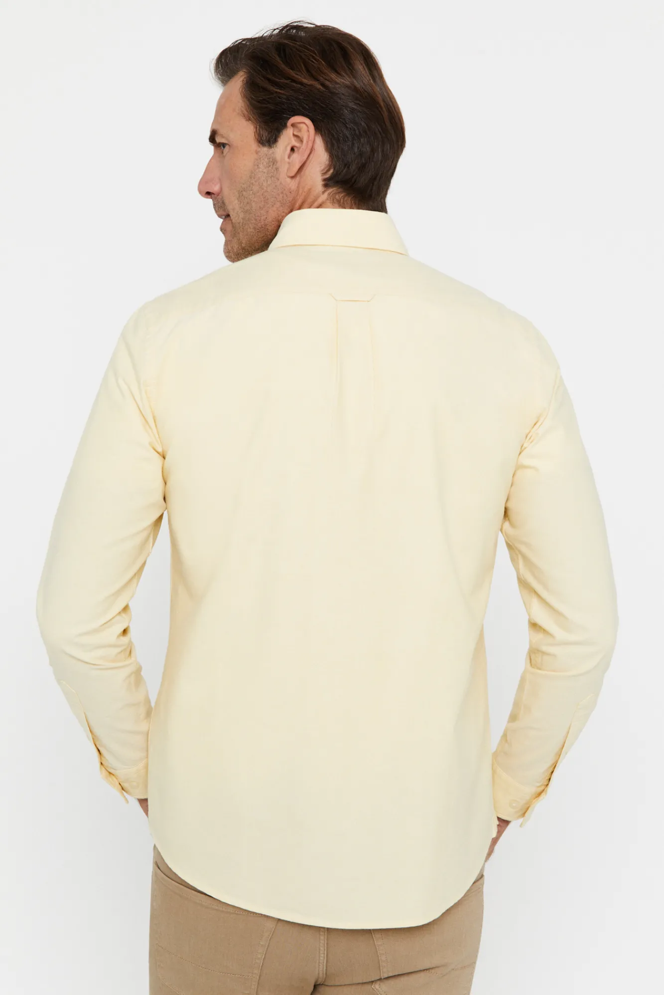 Cortefiel Camisa Oxford Liso Amarillo Online