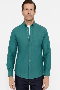 Cortefiel Camisa Oxford Liso Verde Clearance