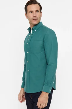 Cortefiel Camisa Oxford Liso Verde Clearance