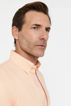 Cortefiel Camisa Oxford Liso Naranja Clearance