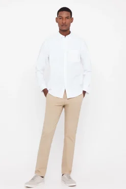 Cortefiel Camisa Oxford Liso Facil Plancha Blanco Sale