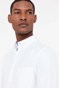 Cortefiel Camisa Oxford Liso Facil Plancha Blanco Sale