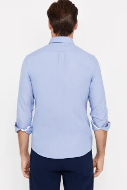 Cortefiel Camisa Oxford Liso Facil Plancha Azul Discount