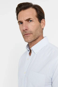 Cortefiel Camisa Oxford Rayas Verde Hot