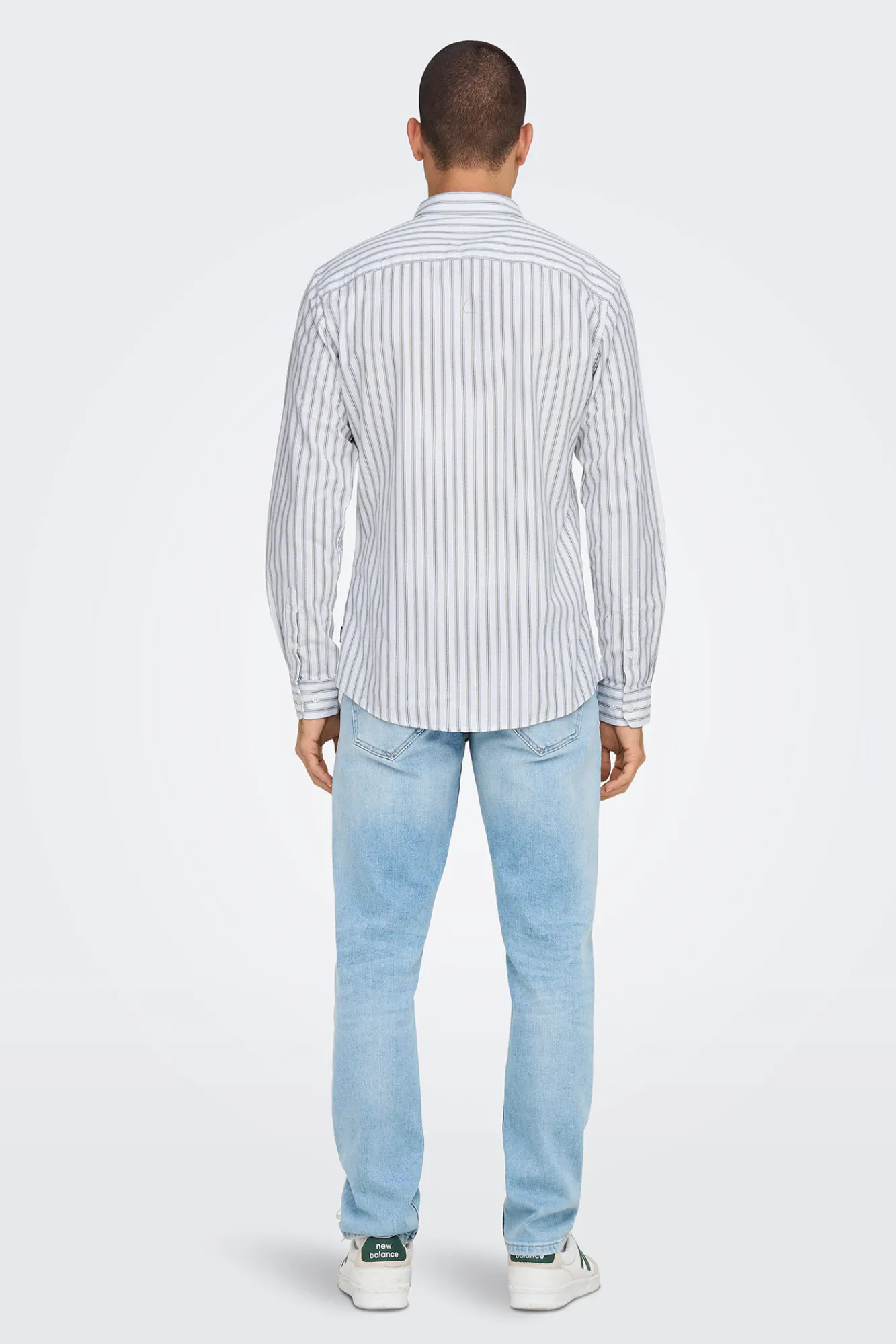 Only & Sons Camisa Oxford Rayas Verde Discount