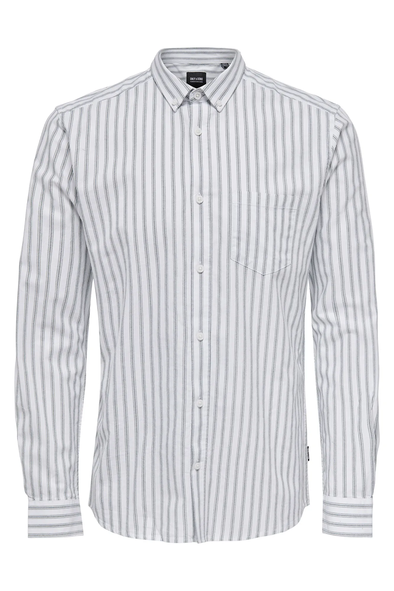 Only & Sons Camisa Oxford Rayas Verde Discount