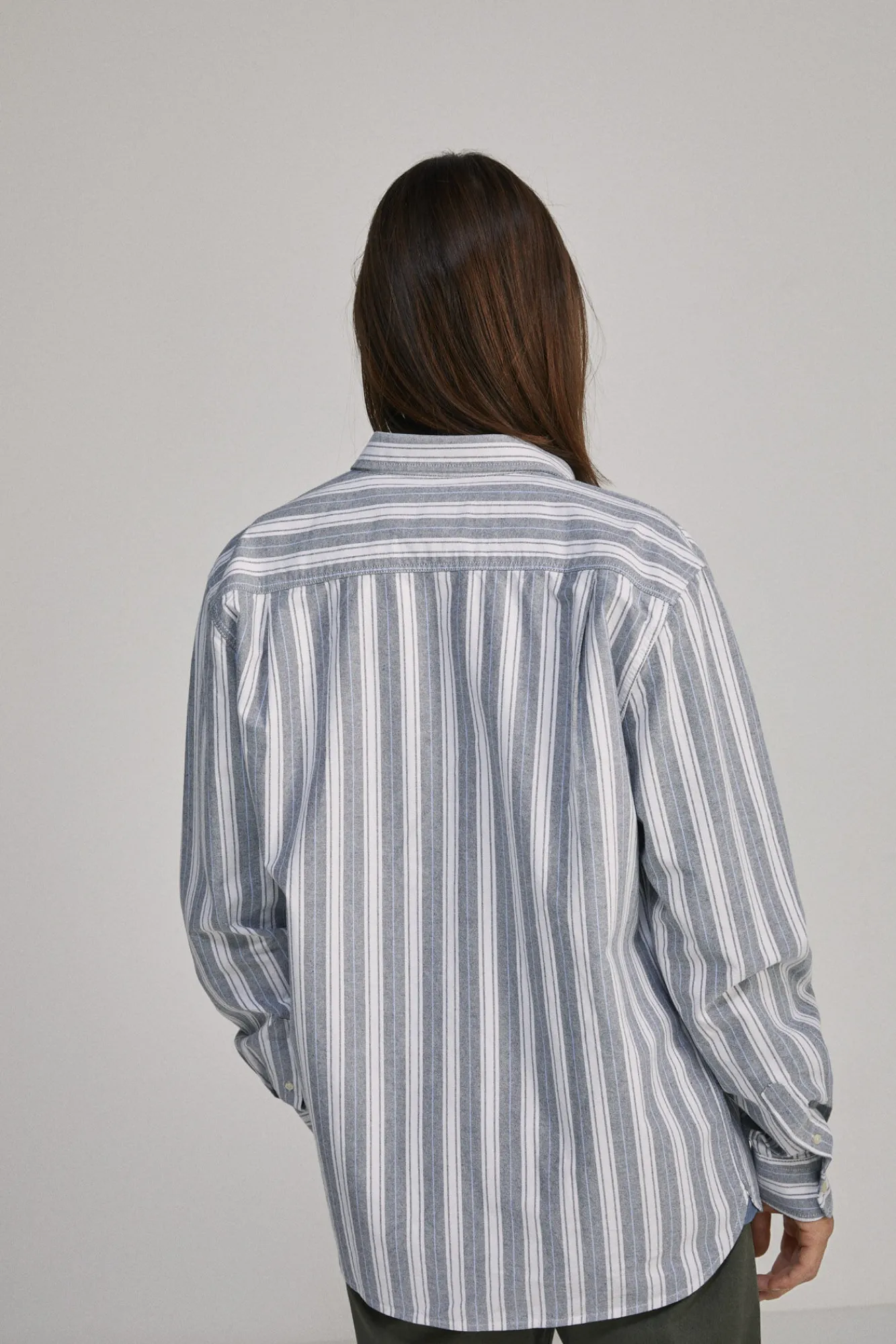 * Camisa Oxford Rayas Azul Oscuro Discount