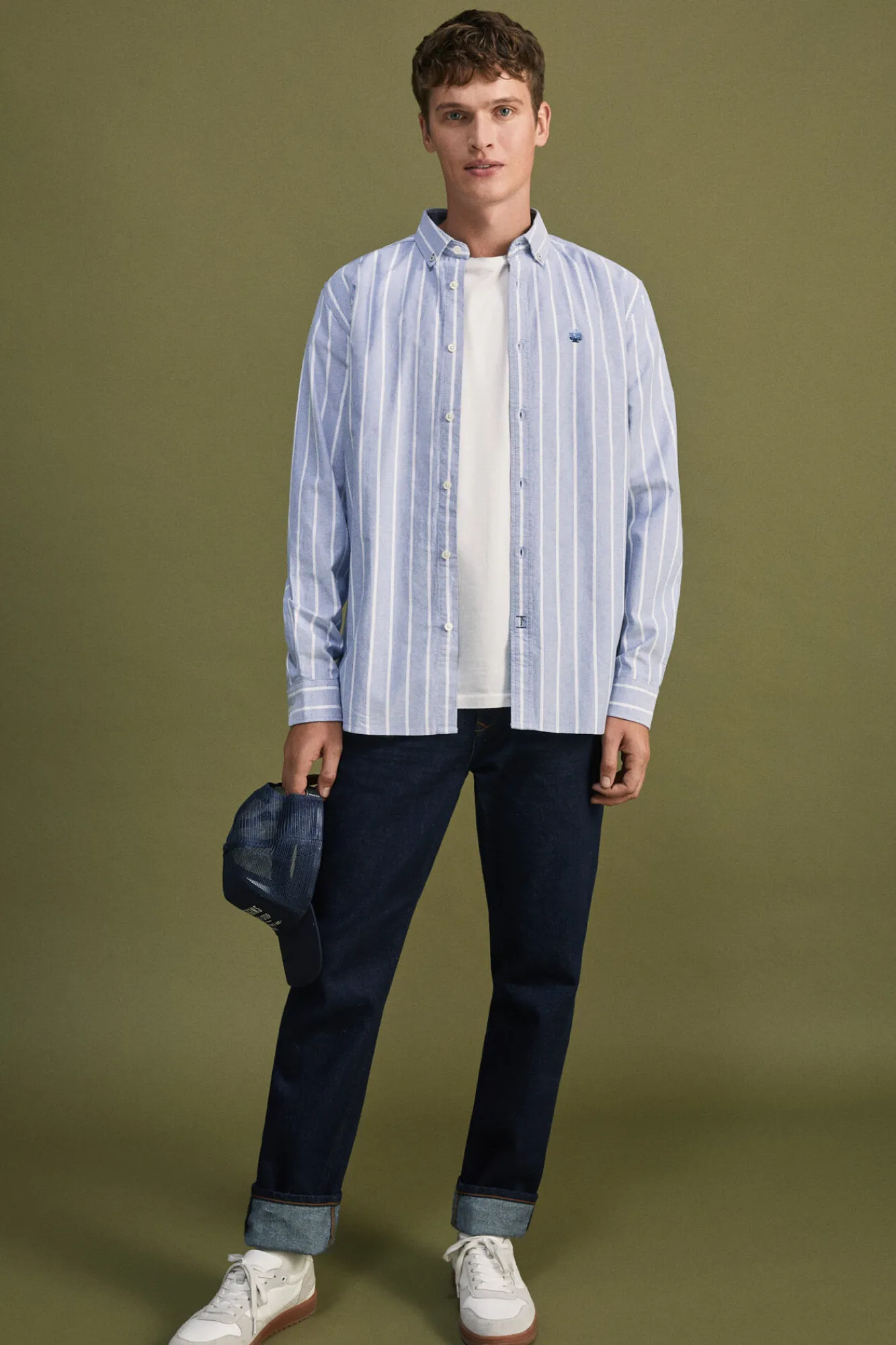 * Camisa Oxford Rayas Azul Medio Outlet