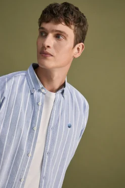 * Camisa Oxford Rayas Azul Medio Outlet