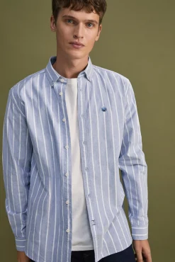 * Camisa Oxford Rayas Azul Medio Outlet