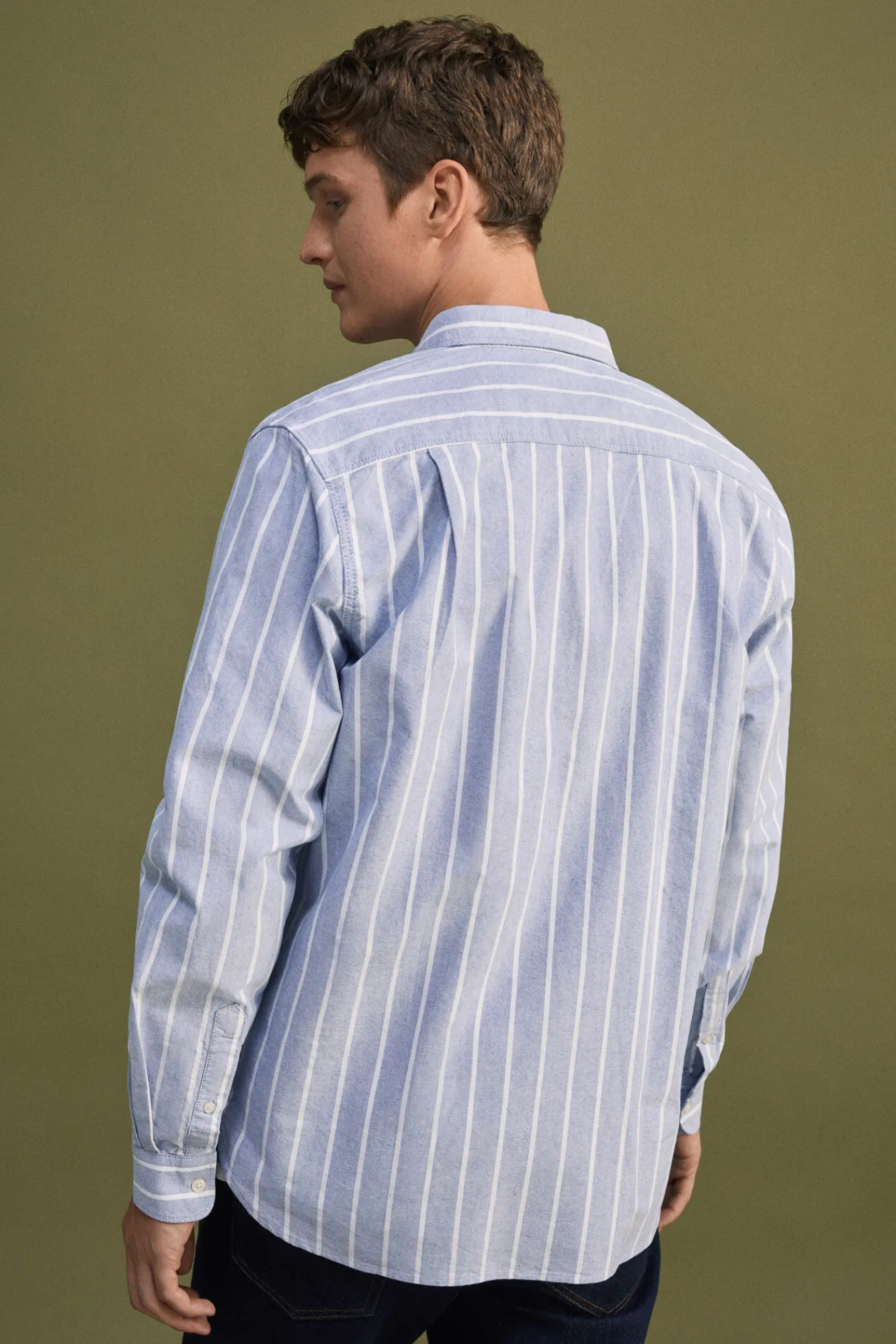 * Camisa Oxford Rayas Azul Medio Outlet