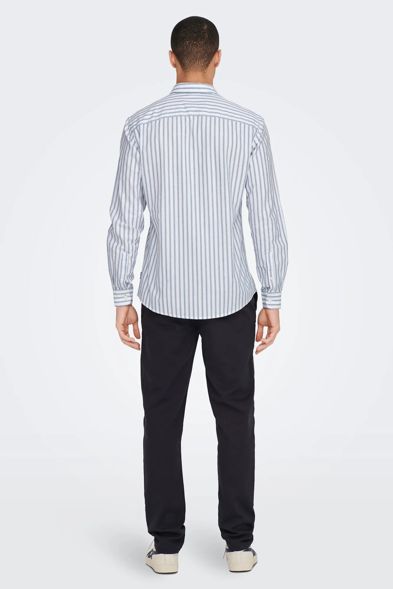 Only & Sons Camisa Oxford Rayas Azul Medio Best
