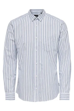 Only & Sons Camisa Oxford Rayas Azul Medio Best