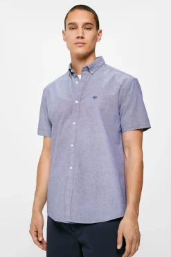 * Camisa Pinpoint Azul Medio Clearance