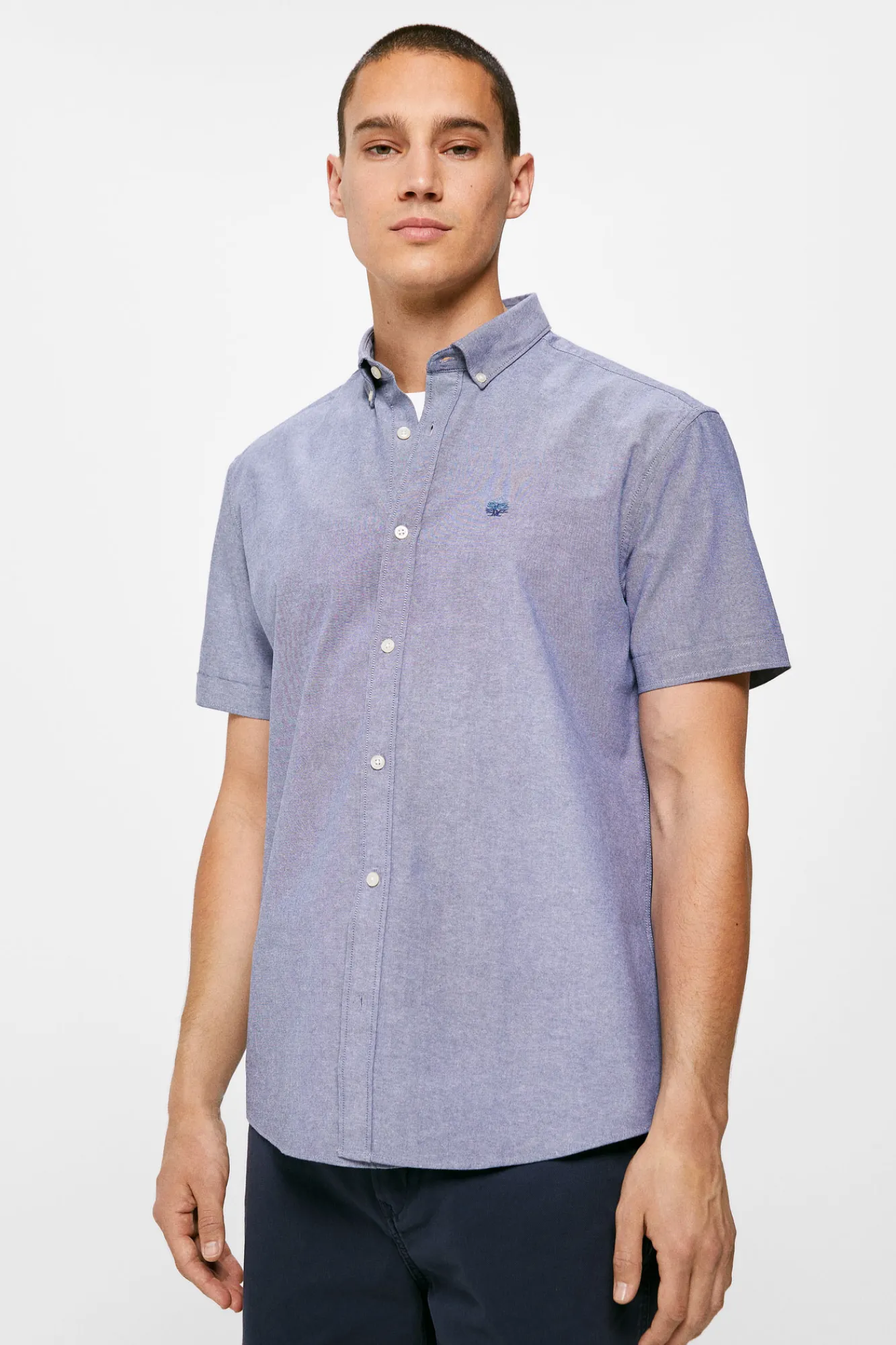 * Camisa Pinpoint Azul Medio Clearance