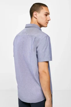 * Camisa Pinpoint Azul Medio Clearance