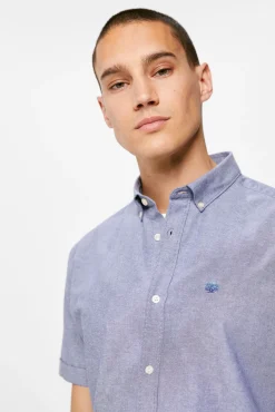* Camisa Pinpoint Azul Medio Clearance