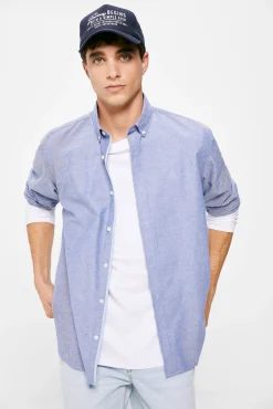 * Camisa Pintpoint Color Azul Medio Clearance