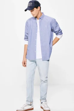 * Camisa Pintpoint Color Azul Medio Clearance