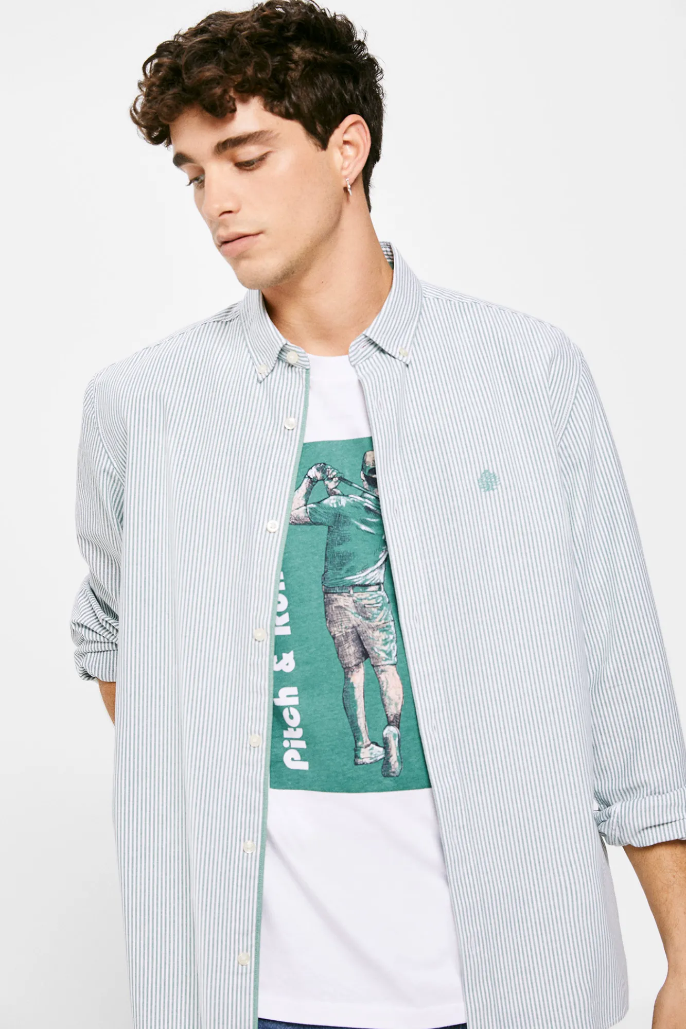 * Camisa Pintpoint Rayas Verde New