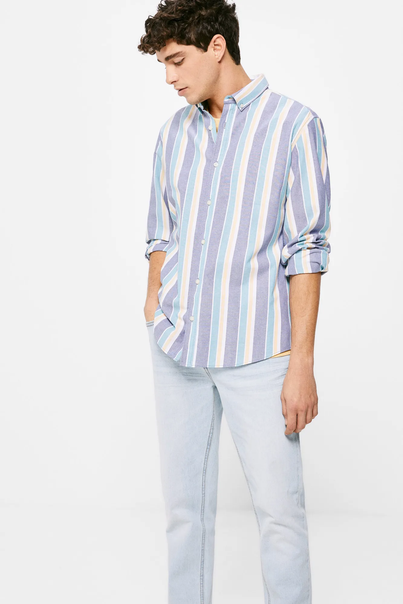 * Camisa Pintpoint Rayas Azul Medio Online