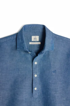 Ooto Camisa Polera Lino Manga Larga Azul Online
