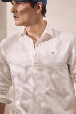 Ooto Camisa Polera Lino Manga Larga Blanco Best