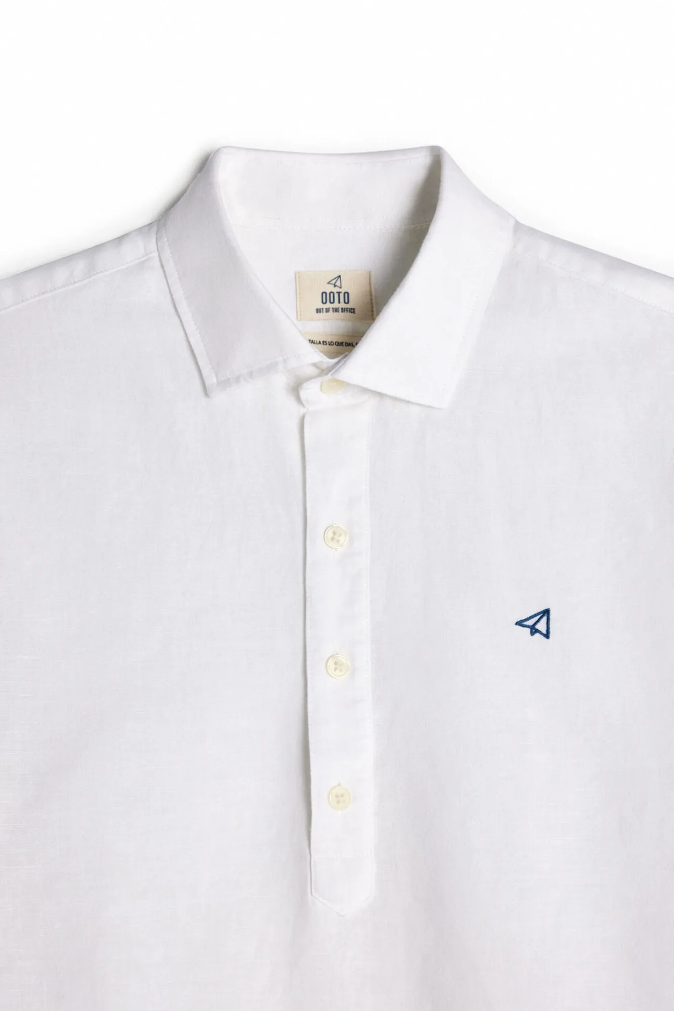 Ooto Camisa Polera Lino Manga Larga Blanco Best