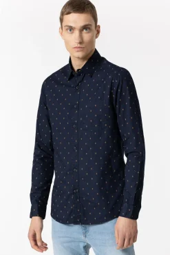 Tiffosi Camisa Popelin Slim Fit Estampada Navy Online