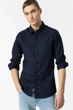Tiffosi Camisa Popelin Slim Fit Estampada Navy Online