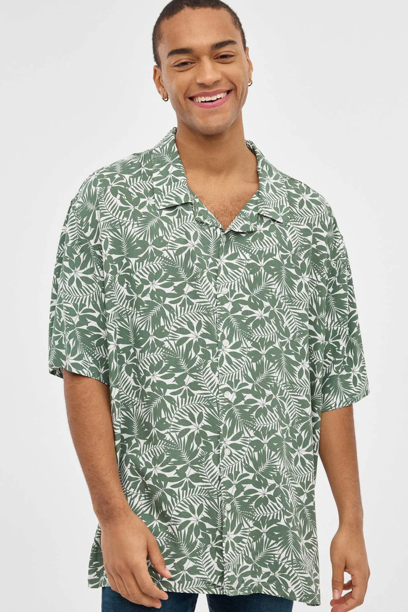 Inside Camisa Print Floral Estampado Verde Best