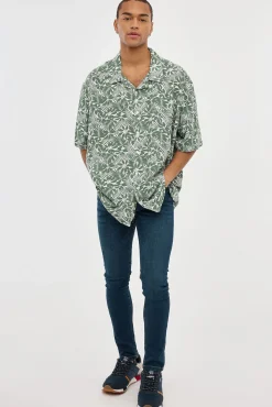 Inside Camisa Print Floral Estampado Verde Best