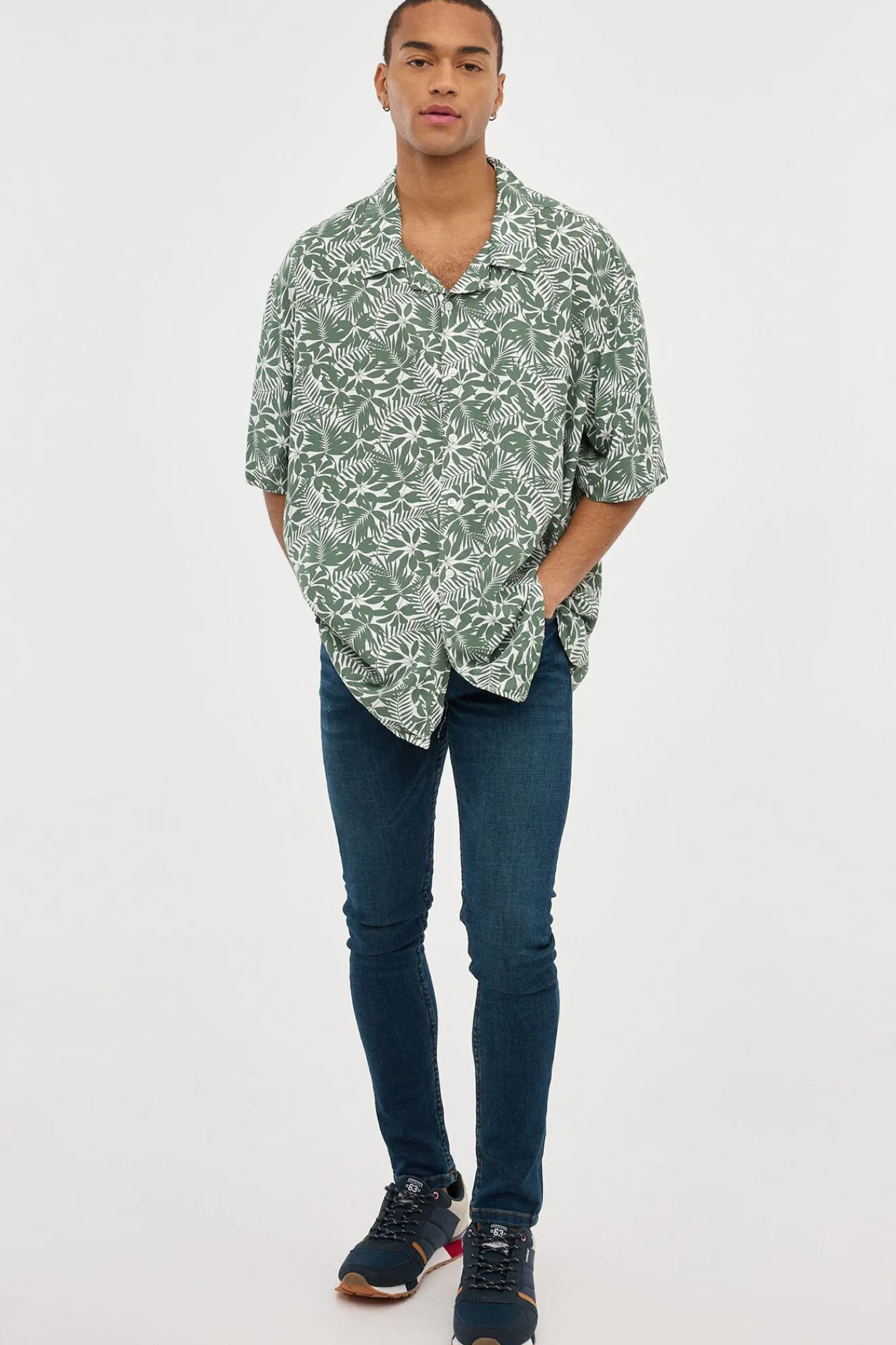 Inside Camisa Print Floral Estampado Verde Best
