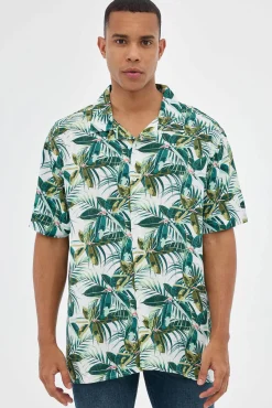 Inside Camisa Print Flores Estampado Verde Discount