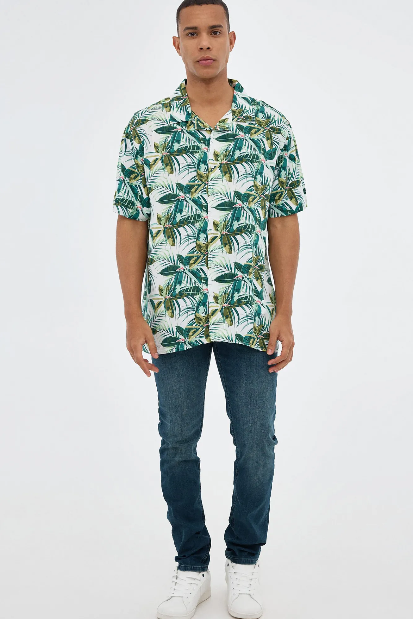 Inside Camisa Print Flores Estampado Verde Discount
