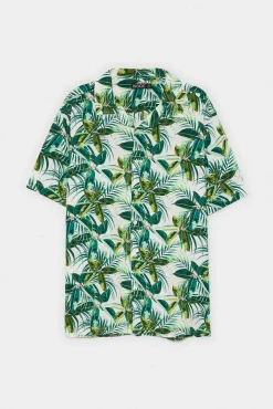 Inside Camisa Print Flores Estampado Verde Discount
