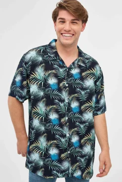Inside Camisa Print Hojas Azul Sale